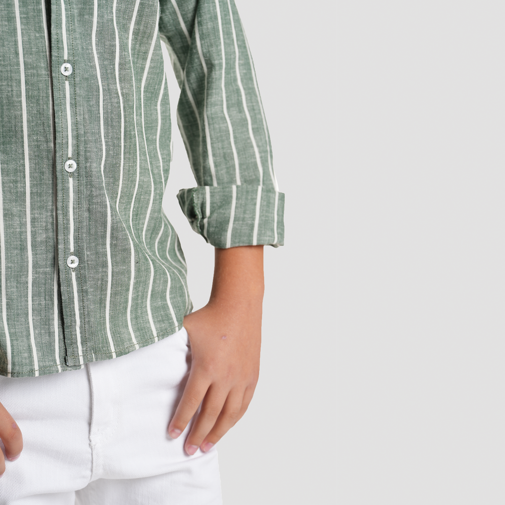 Boys' Green Linen Shirt-BSH148S - Naga Homme