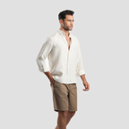Off white striped linen shirt-MSH644 - Naga Homme
