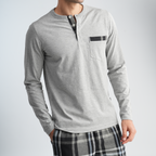 Men's Grey Plaid Pajama Set-MPJL187