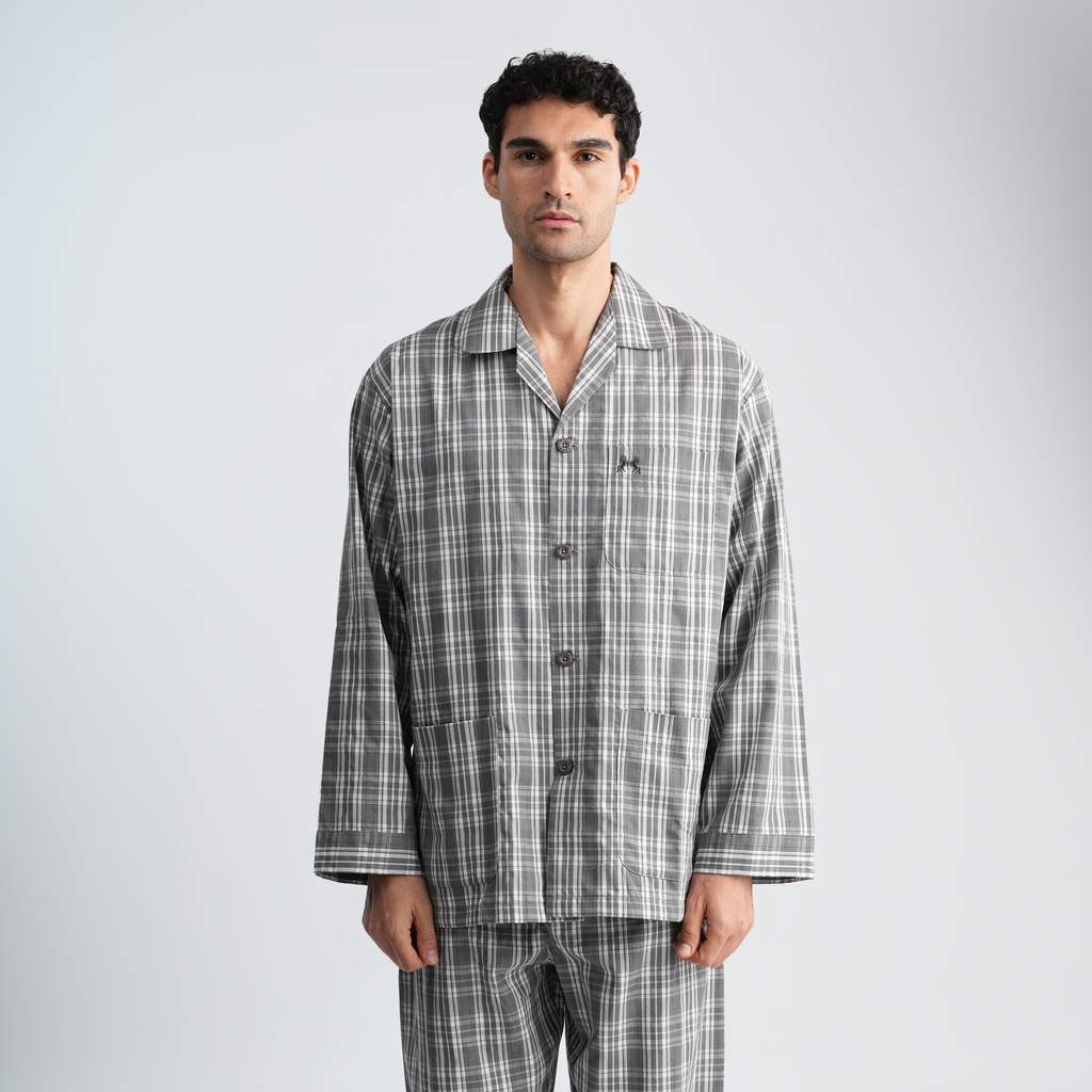 Men's Grey Classic Pajama Set-MPJLC151