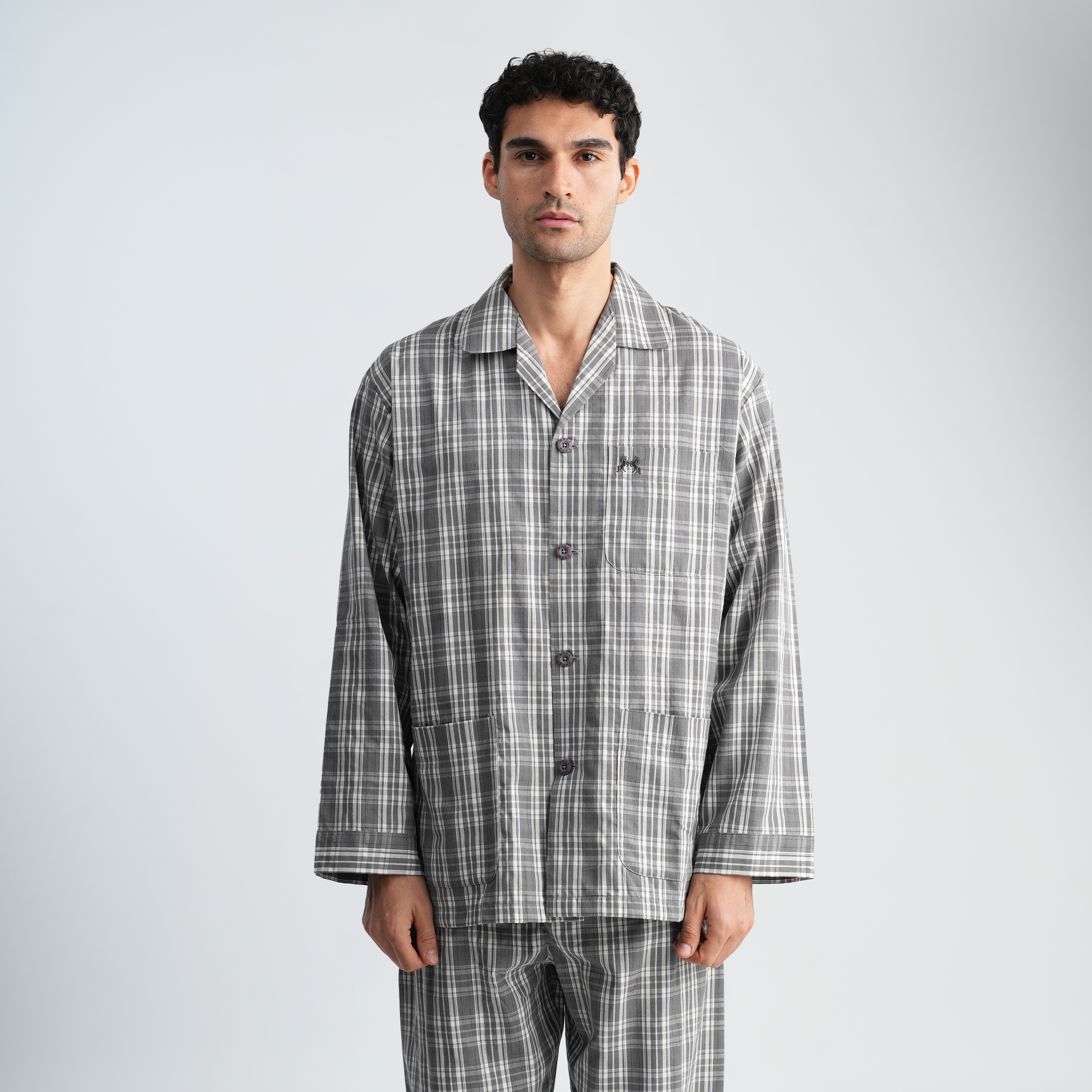 Men's Grey Classic Pajama Set-MPJLC151