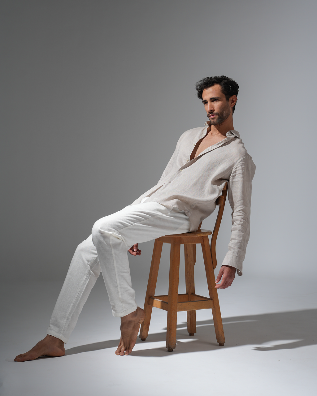 Light Beige Linen Shirt(0284)