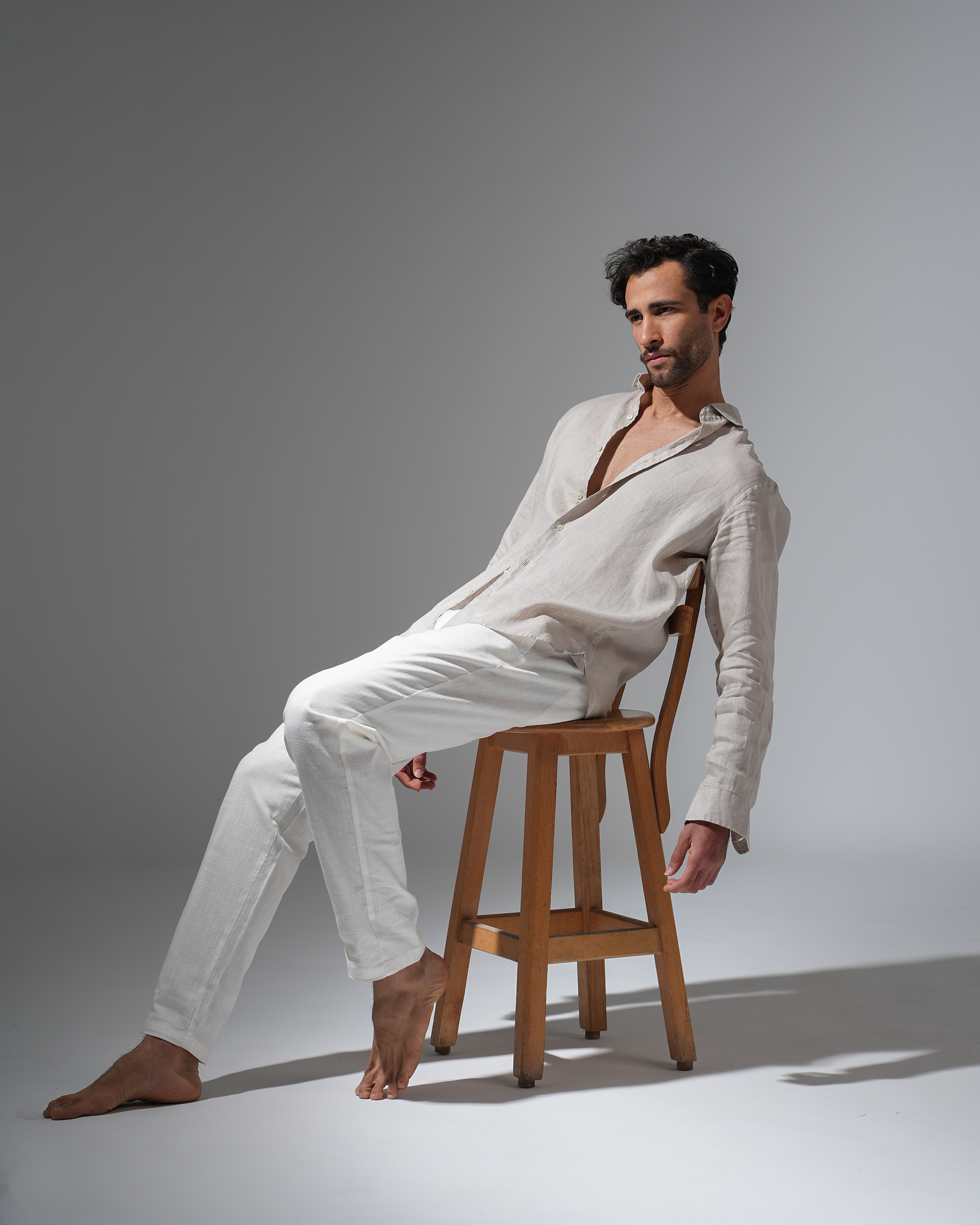 Light Beige Linen Shirt(0284)
