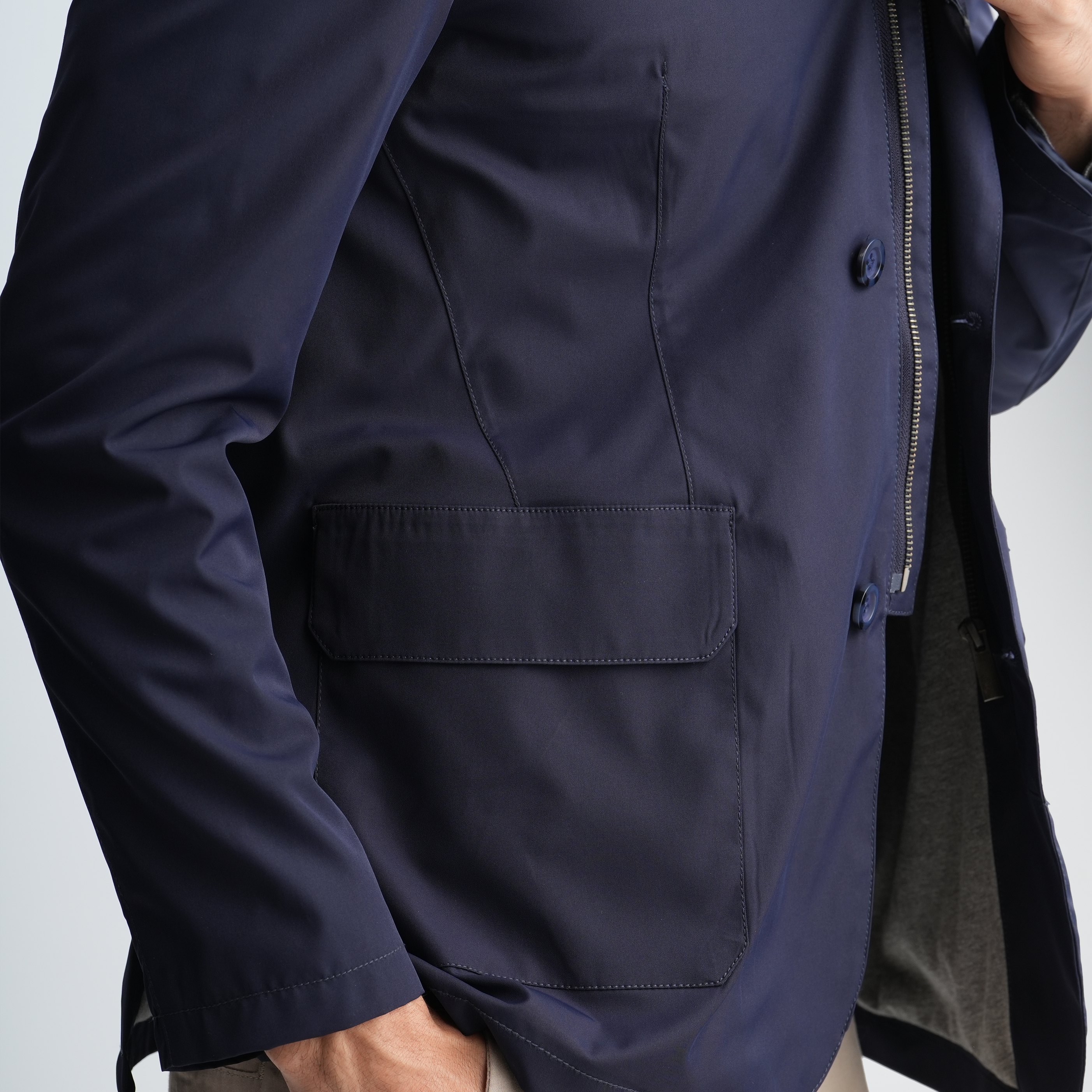 Men's Navy Hoodie Jacket-MJKF-33