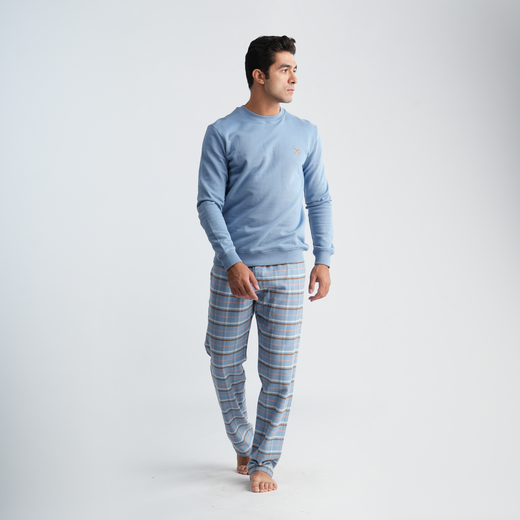 Soft Blue Pajama Set-MPJL178