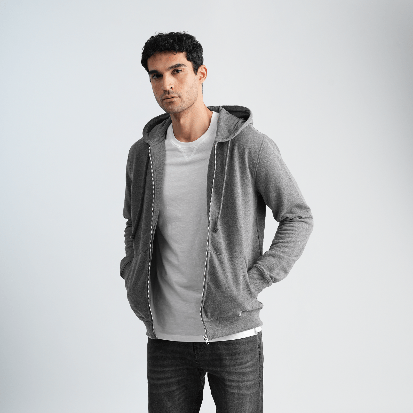 Men's Grey Hoodie-MSW-70 Main image