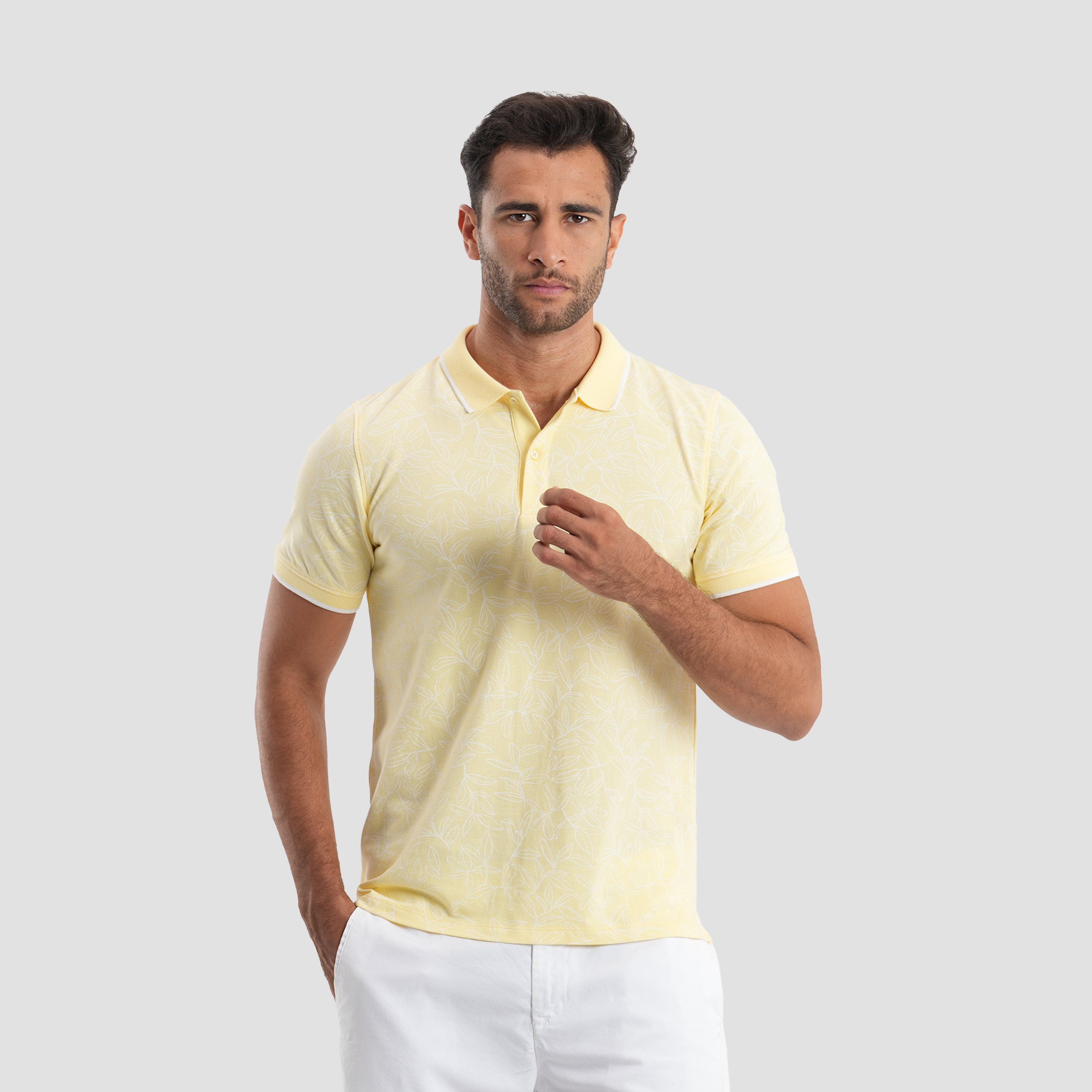 yellow short sleeve men's polo-MPO-97s