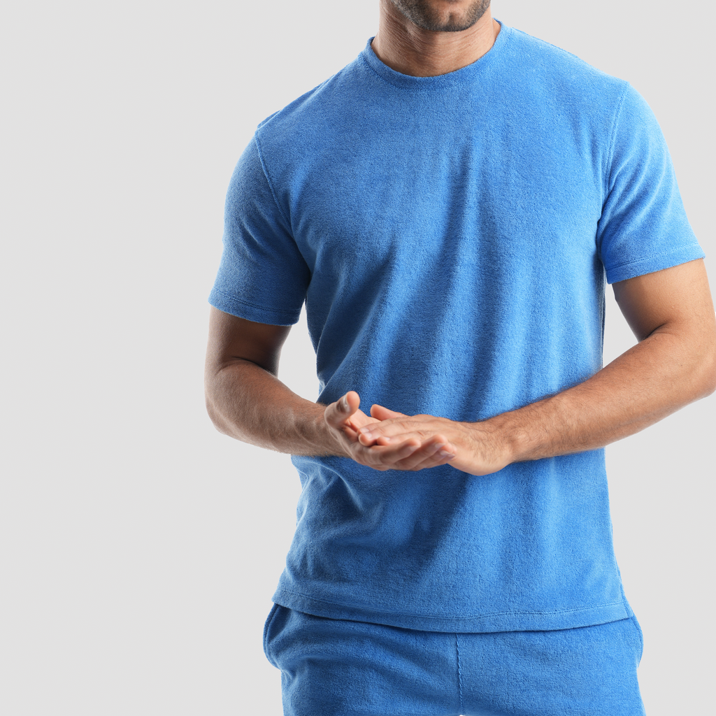 Men's Blue Towel T-Shirt (MTSB-01) - Naga Homme