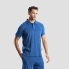 Men's Dark Blue Towel Polo Shirt (MPOB-01) - Naga Homme