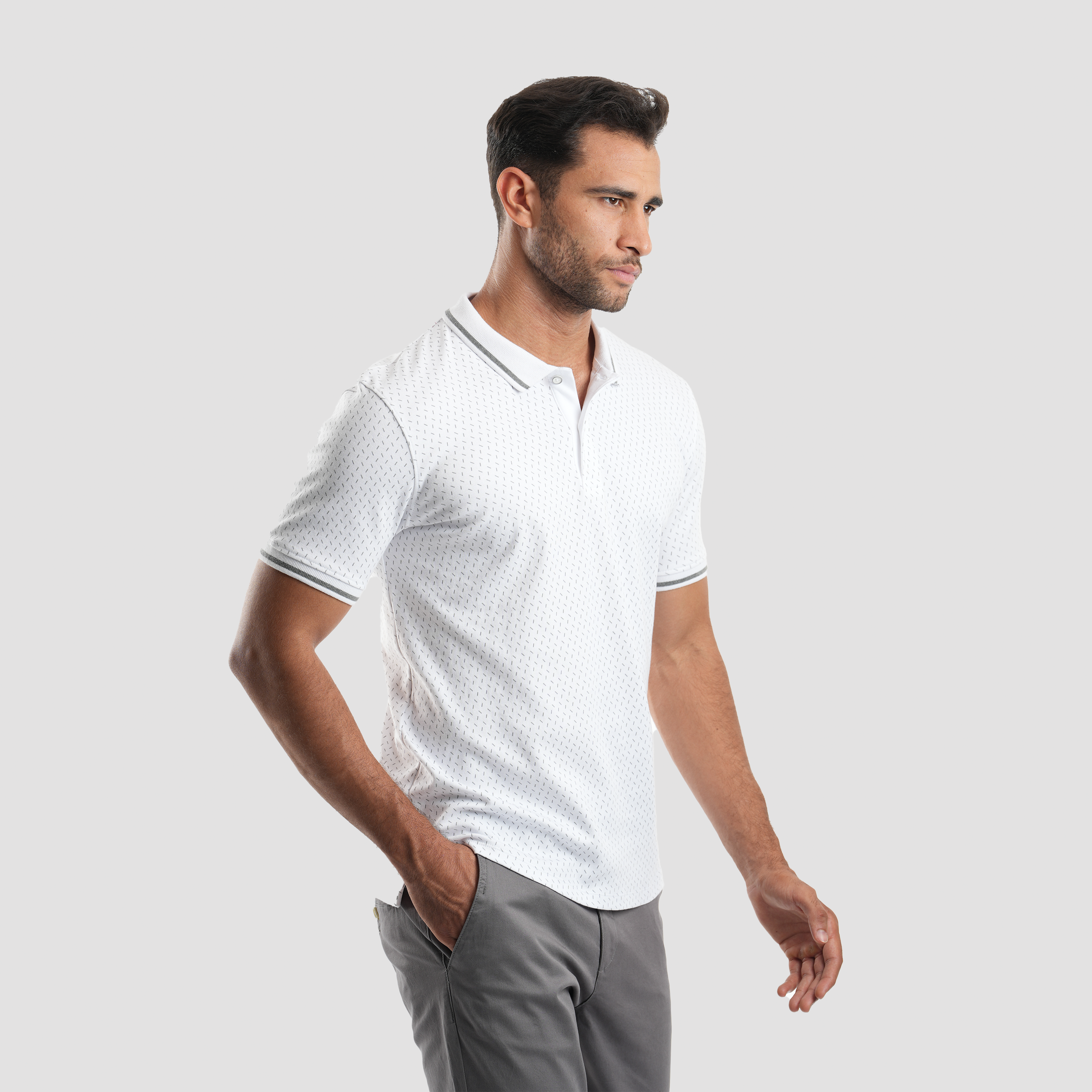 White Short Sleeve Polo Shirt (MPO-94S) - Naga Homme Main image