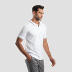 White Short Sleeve Polo Shirt (MPO-94S) - Naga Homme