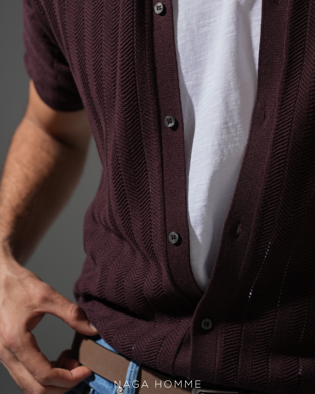 Men’s Burgundy Summer Polo Shirt-(mpo161)