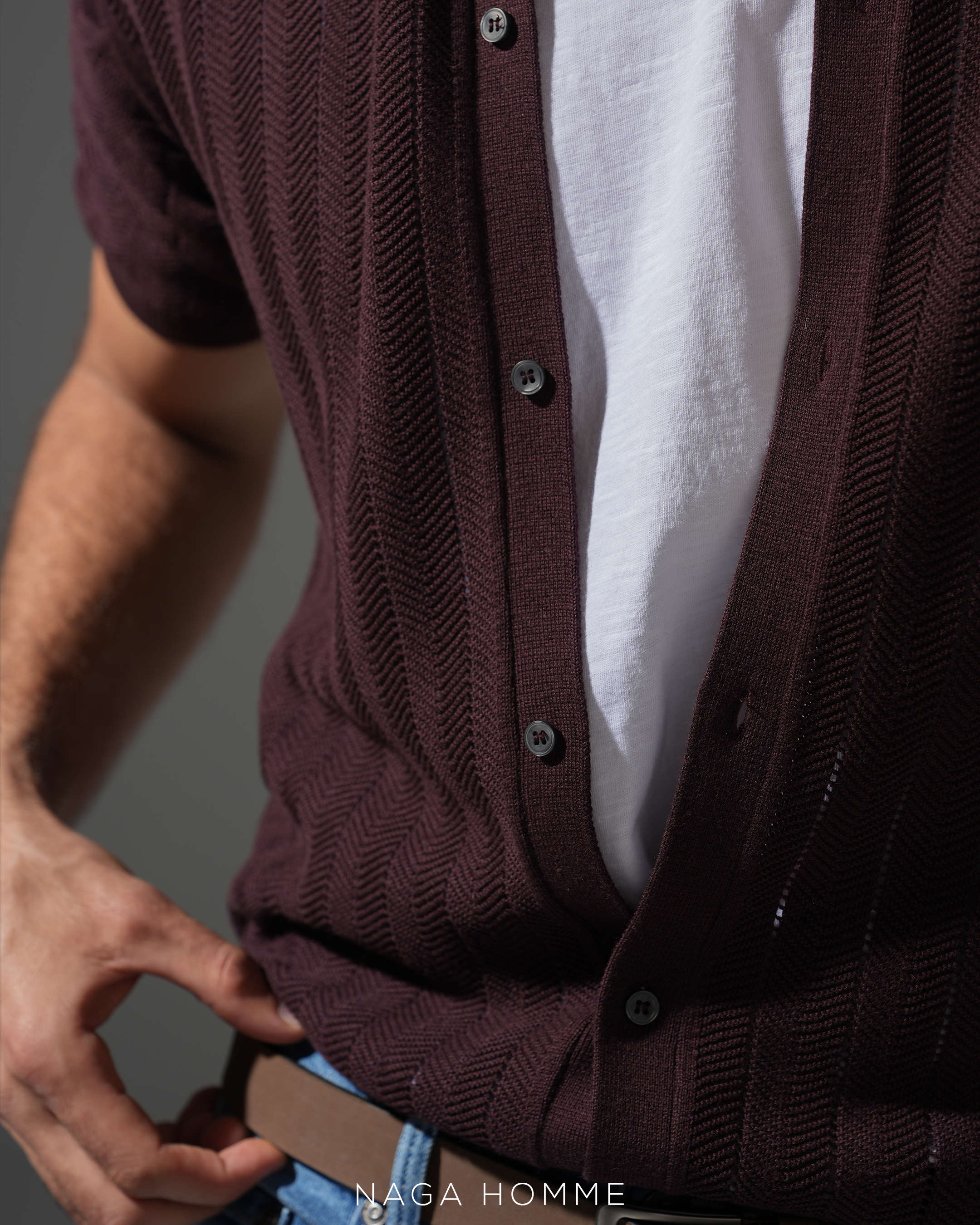 Men’s Burgundy Summer Polo Shirt-(mpo161)