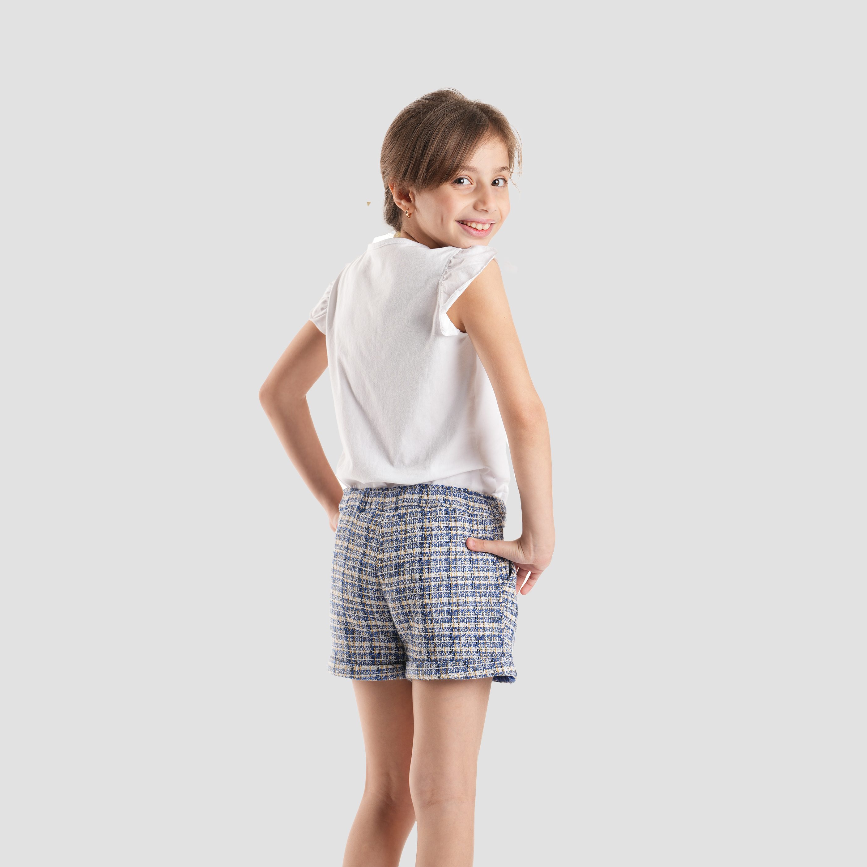Blue Patterned Short for Girls-GSR-33 - Naga Homme