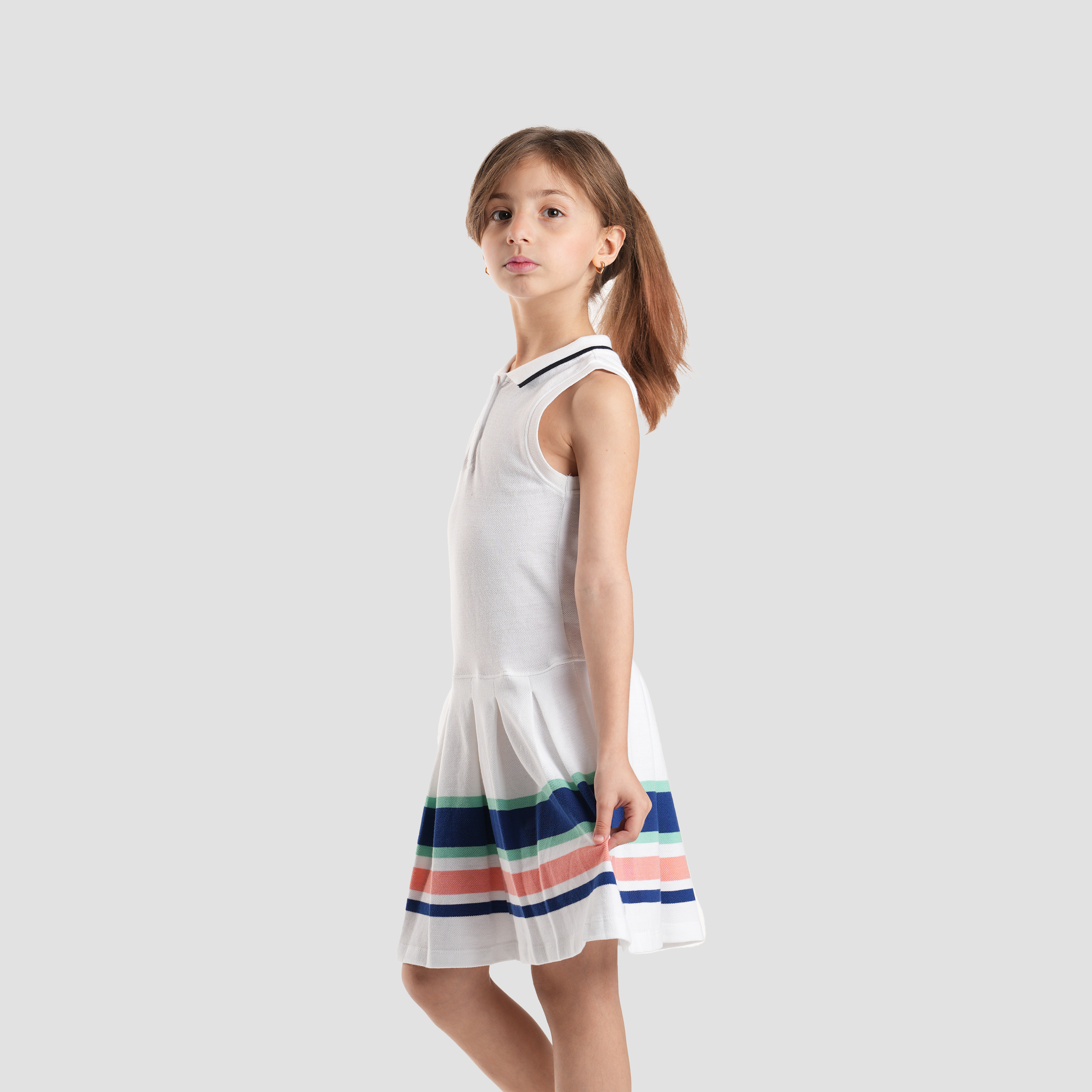 White Striped Dress-GDR-33S Secondary image