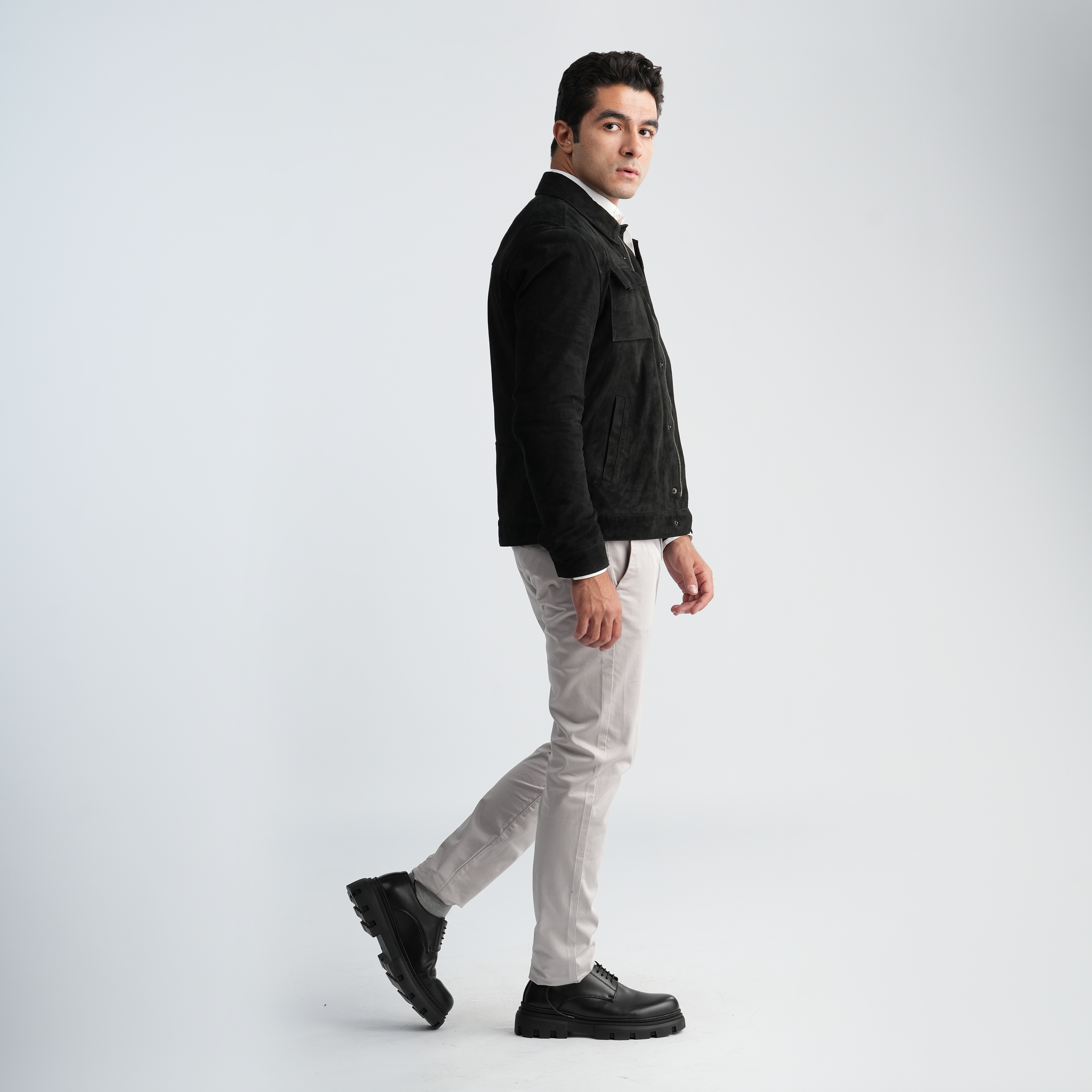 Men's Black Jacket-MLJ-46