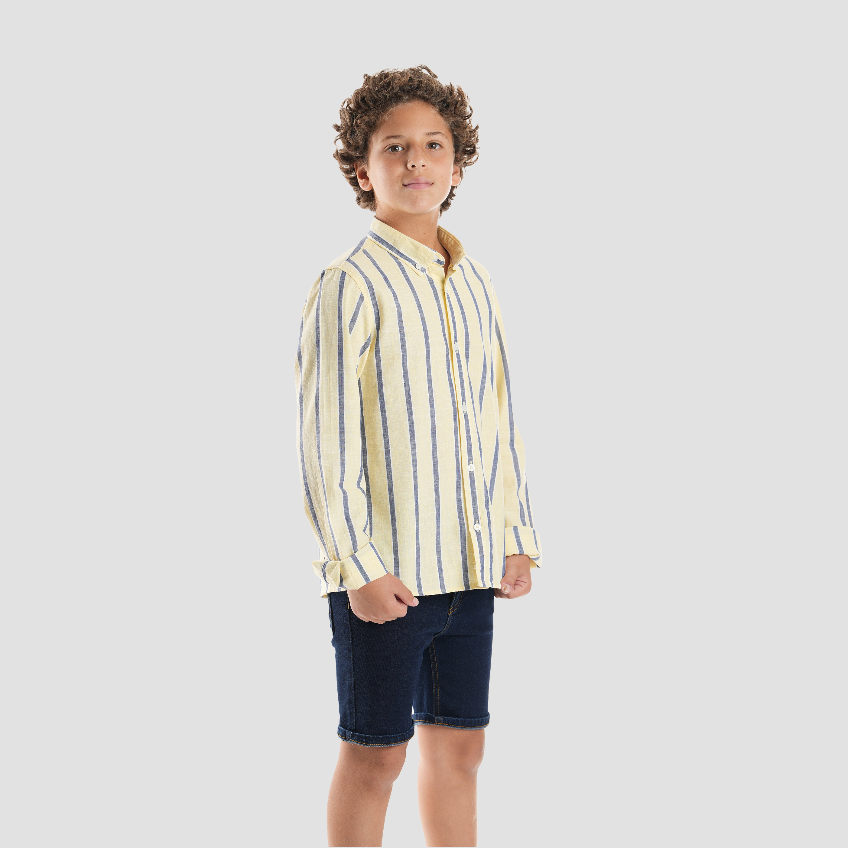 Boys' Yellow*Blue Striped Shirt-BSH139 - Naga Homme