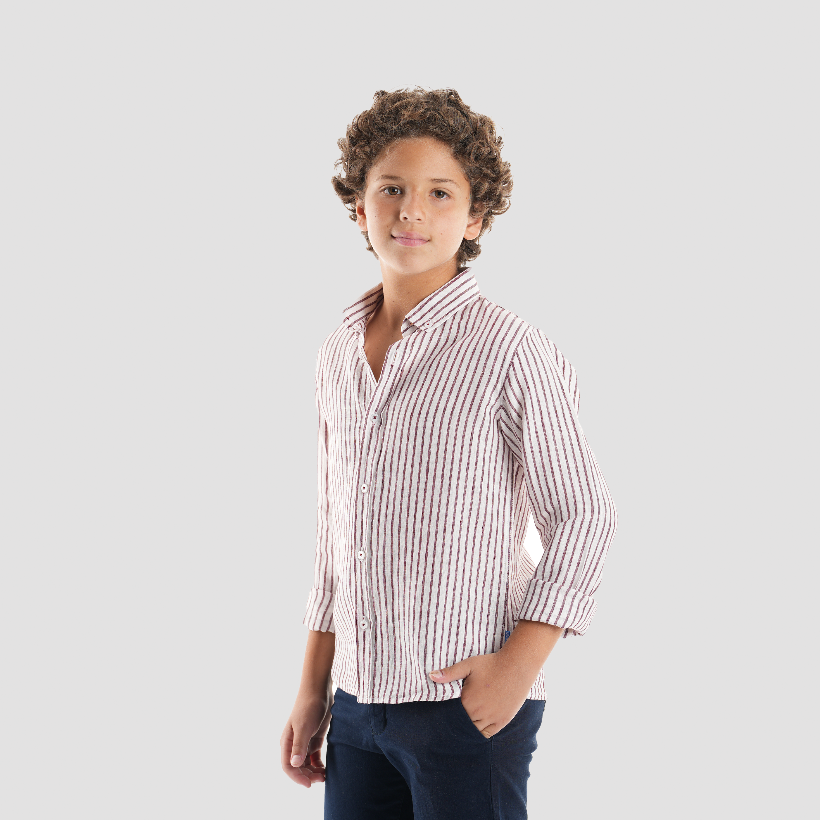 Boys' Striped Linen Shirt-BSH157S