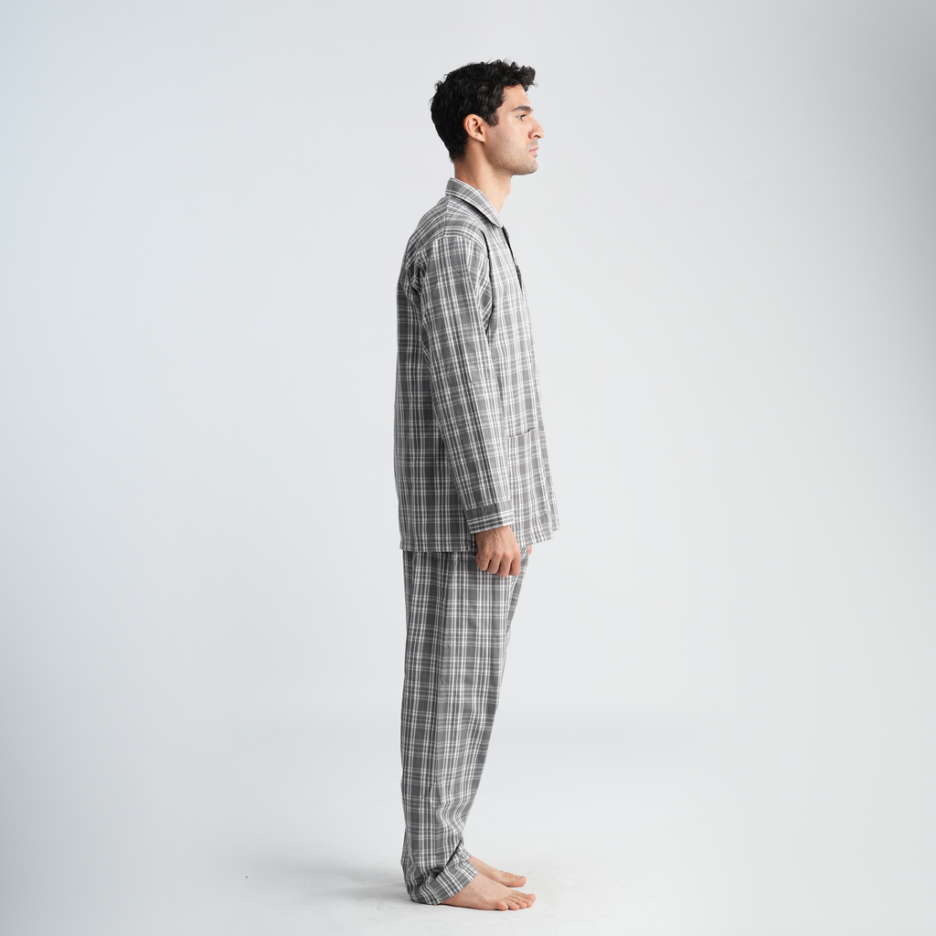 Men's Grey Classic Pajama Set-MPJLC151