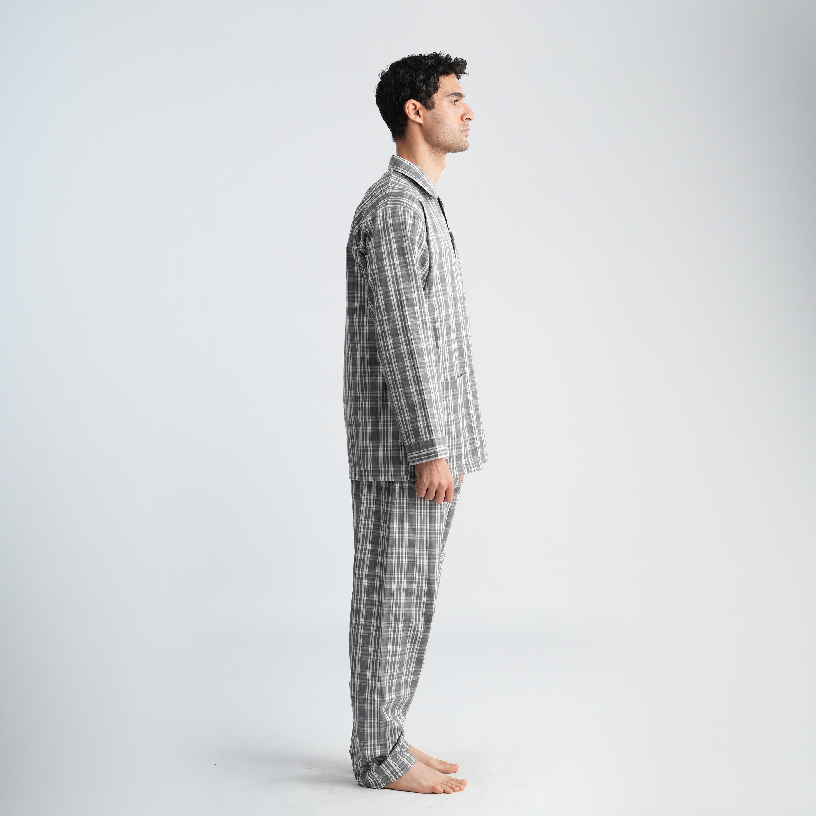 Men's Grey Classic Pajama Set-MPJLC151