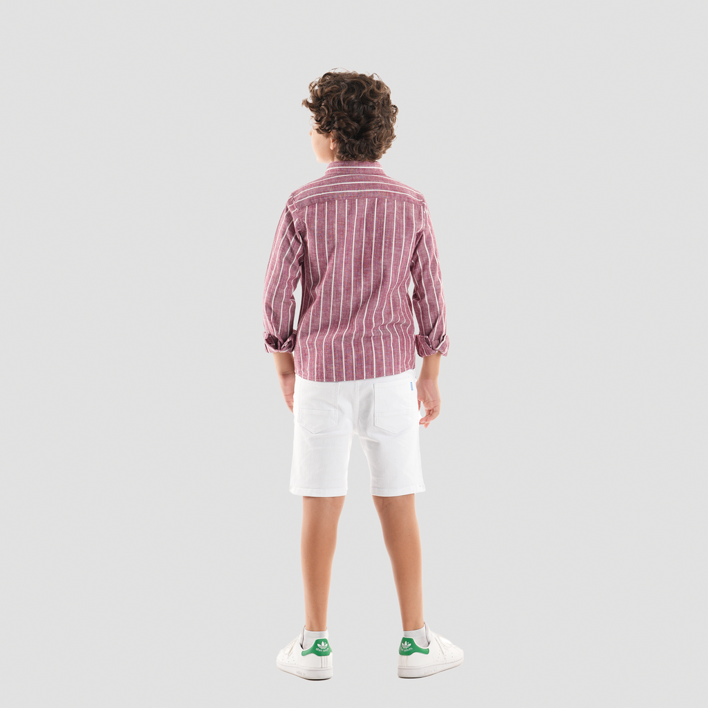 Boys' Dark Red Linen Shirt-BSH148S - Naga Homme