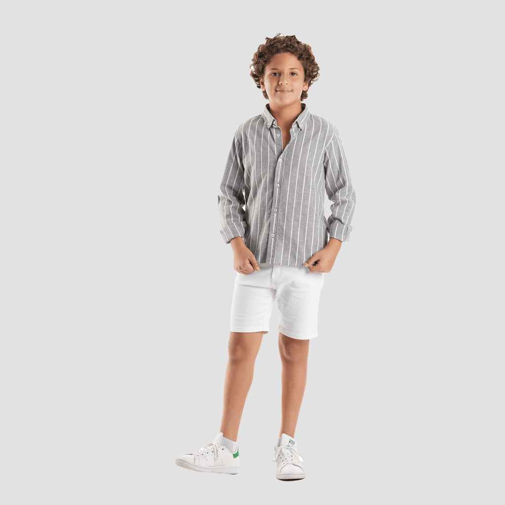 Boys' Grey Linen Shirt-BSH148S - Naga Homme
