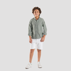 Boys' Green Linen Shirt-BSH148S - Naga Homme