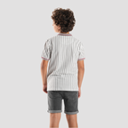 White*Grey Stripe Polo Shirt-BPO-89S - Naga Homme
