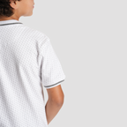 Boys' White Print Polo Shirt-BPO-95S - Naga Homme
