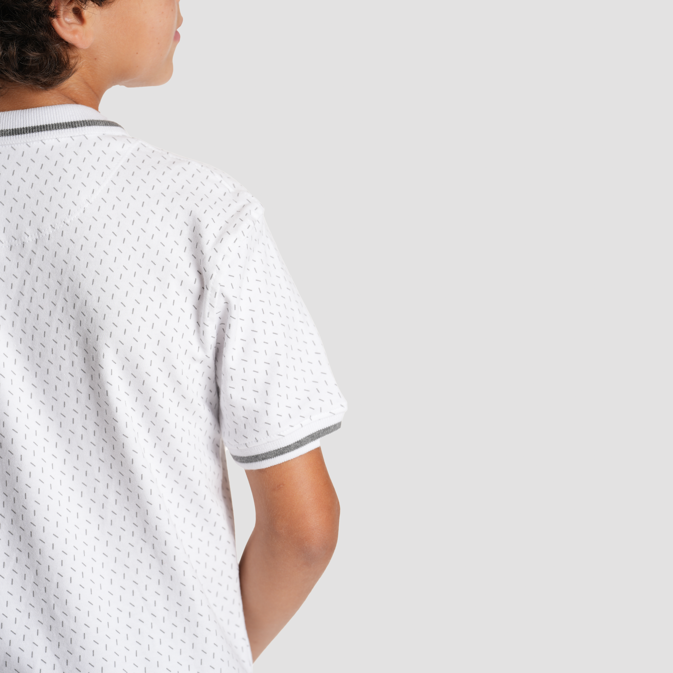Boys' White Print Polo Shirt-BPO-95S - Naga Homme