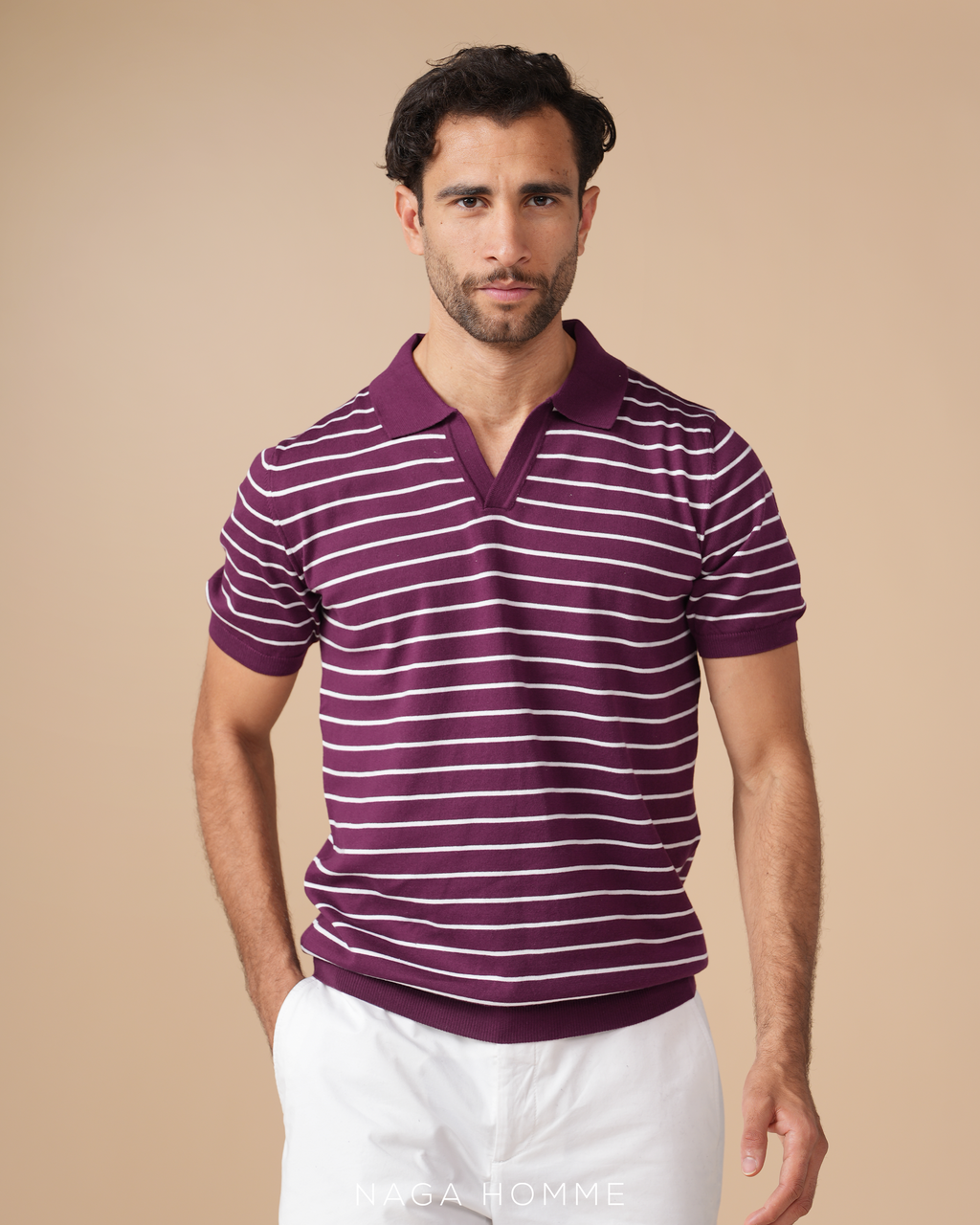 Bordeaux Striped Men’s Polo – (MPO143)