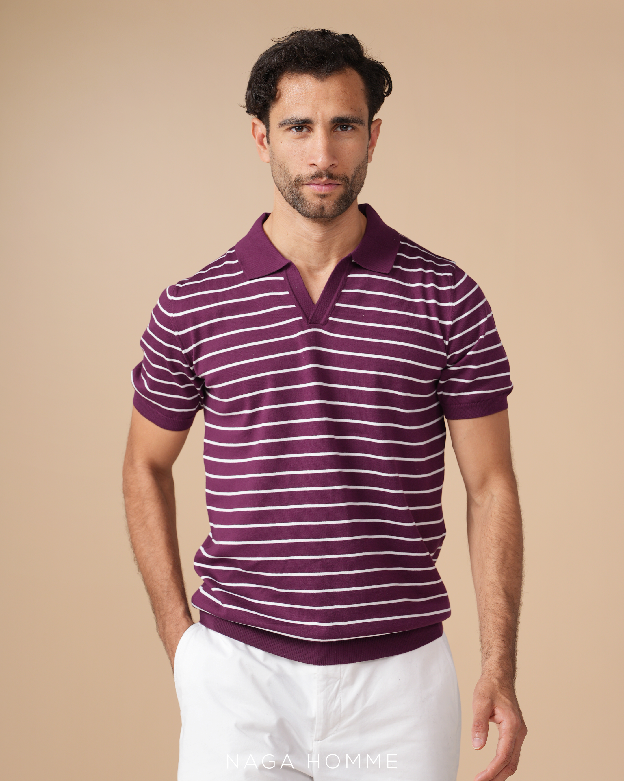 Bordeaux Striped Men’s Polo – (MPO143)