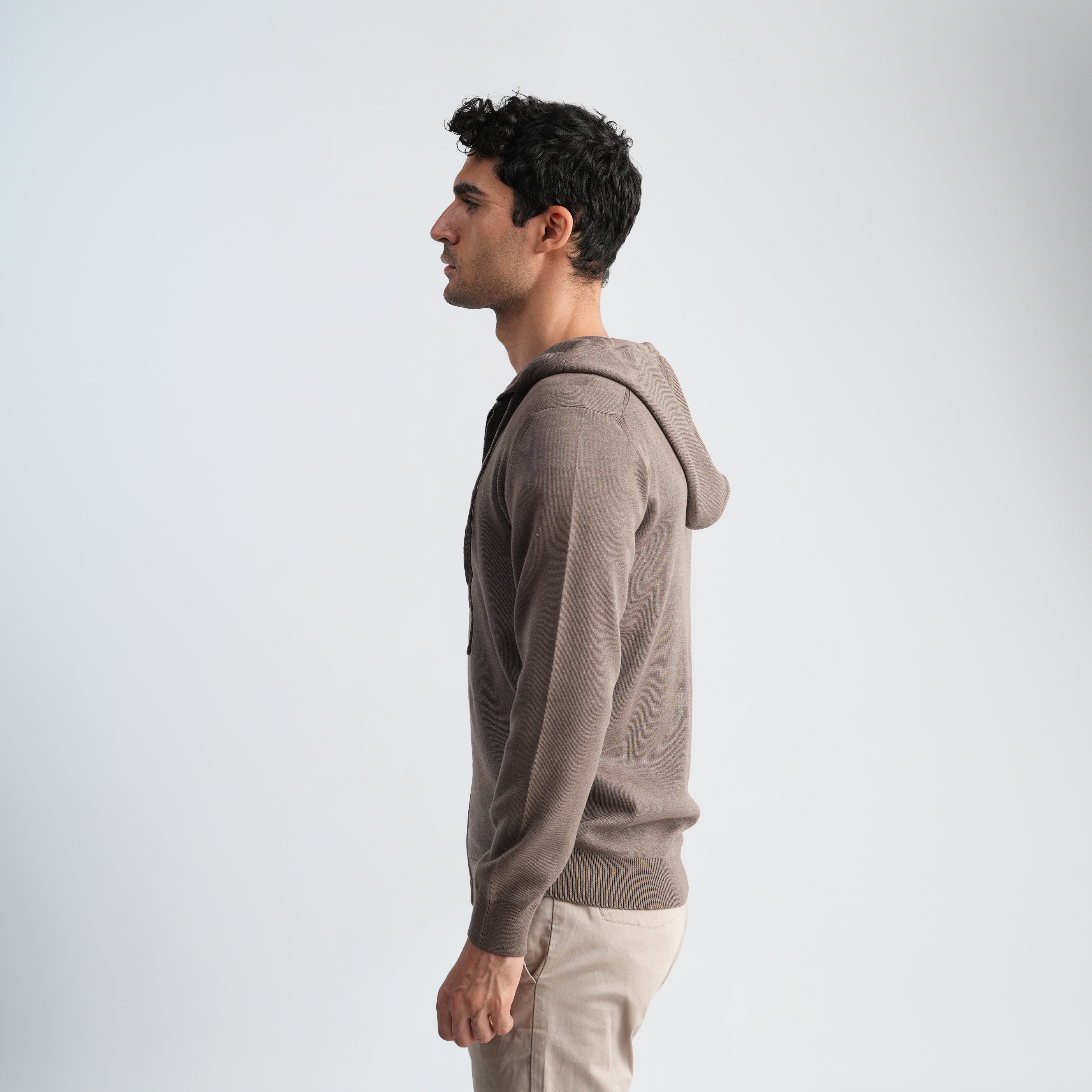 Men's Coffee Knit Hoodie-MPLFSH-30