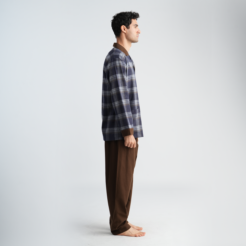 Navy*Brown Classic Pajama Set-MPJLC144