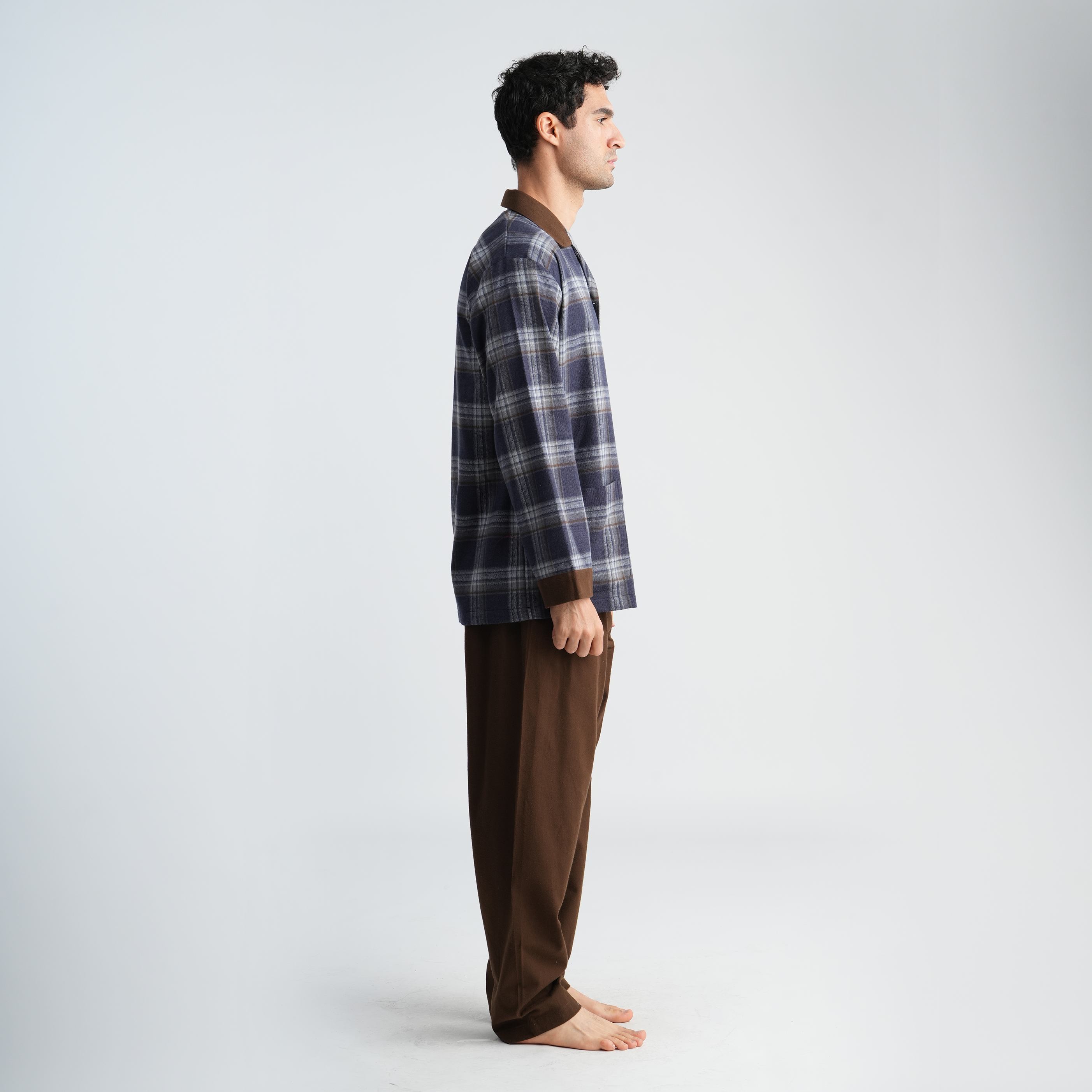 Navy*Brown Classic Pajama Set-MPJLC144