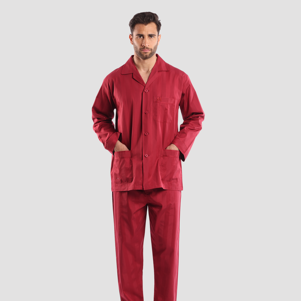 Dark Red Classic Pajamas - MPJLC137 - nagahomme