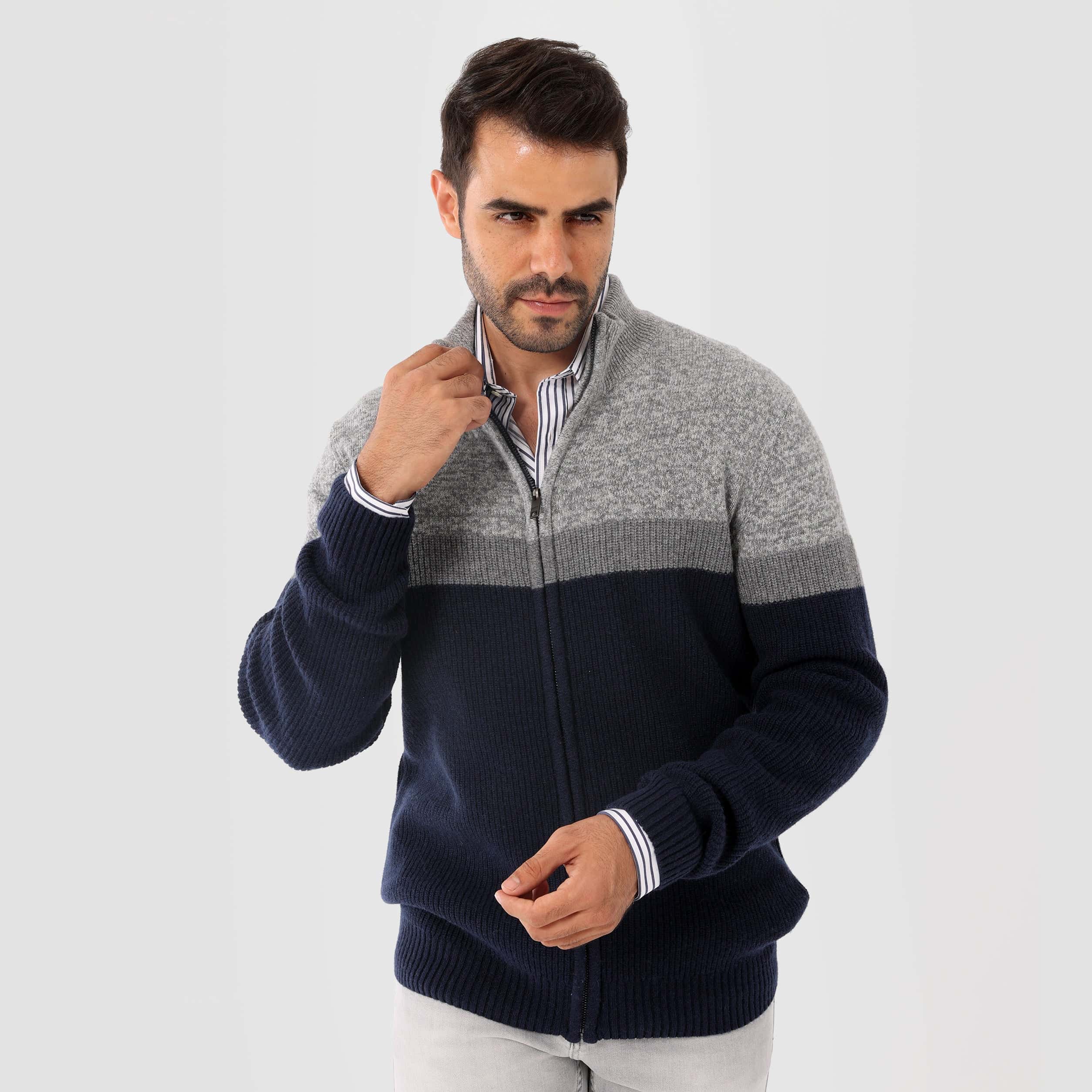Navy Pullover-Jacket With Zipper(10) - nagahomme