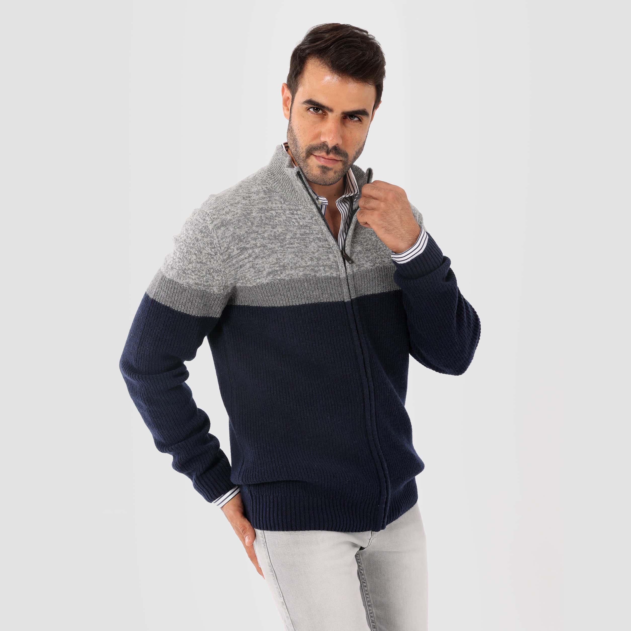Navy Pullover-Jacket With Zipper(10) - nagahomme