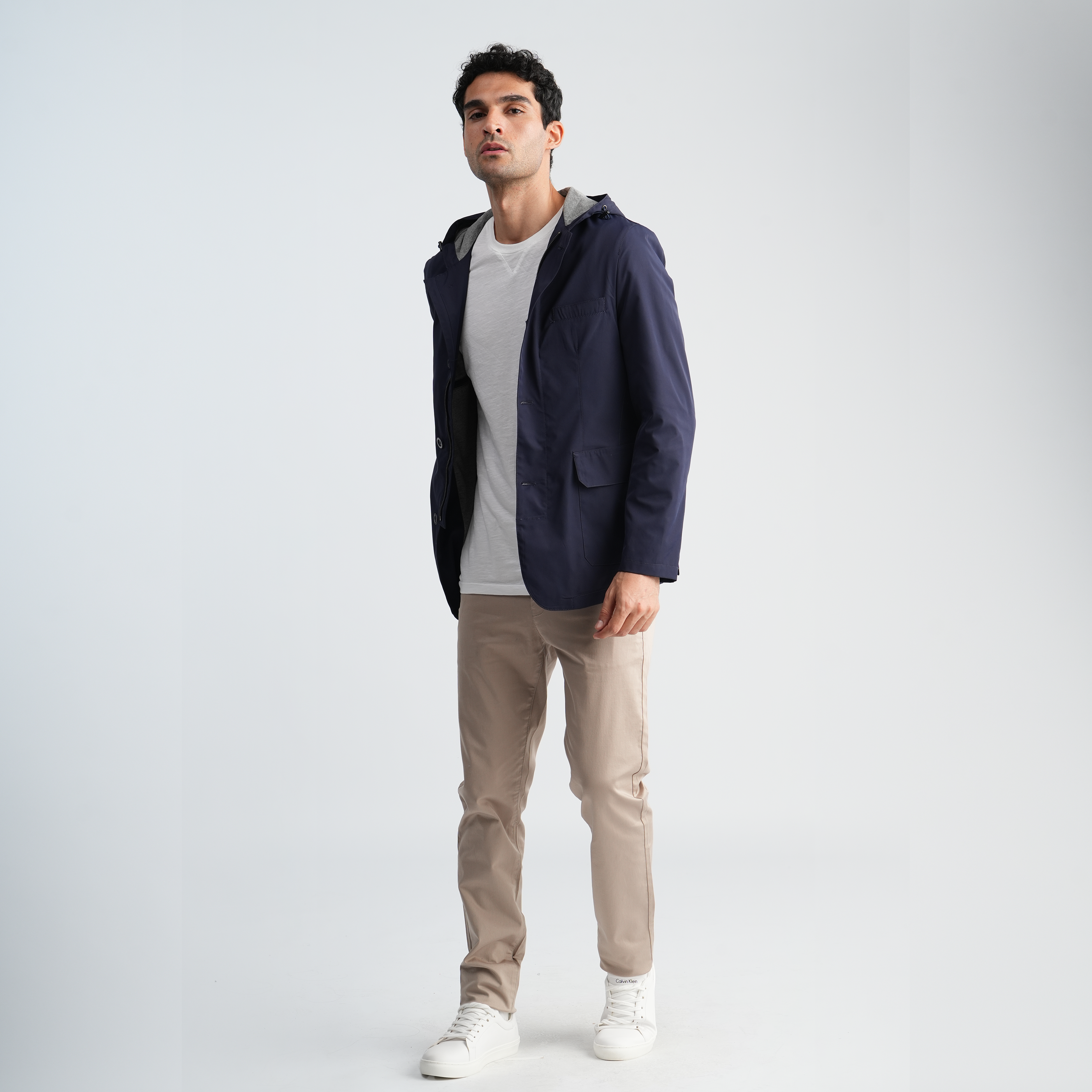 Men's Navy Hoodie Jacket-MJKF-33