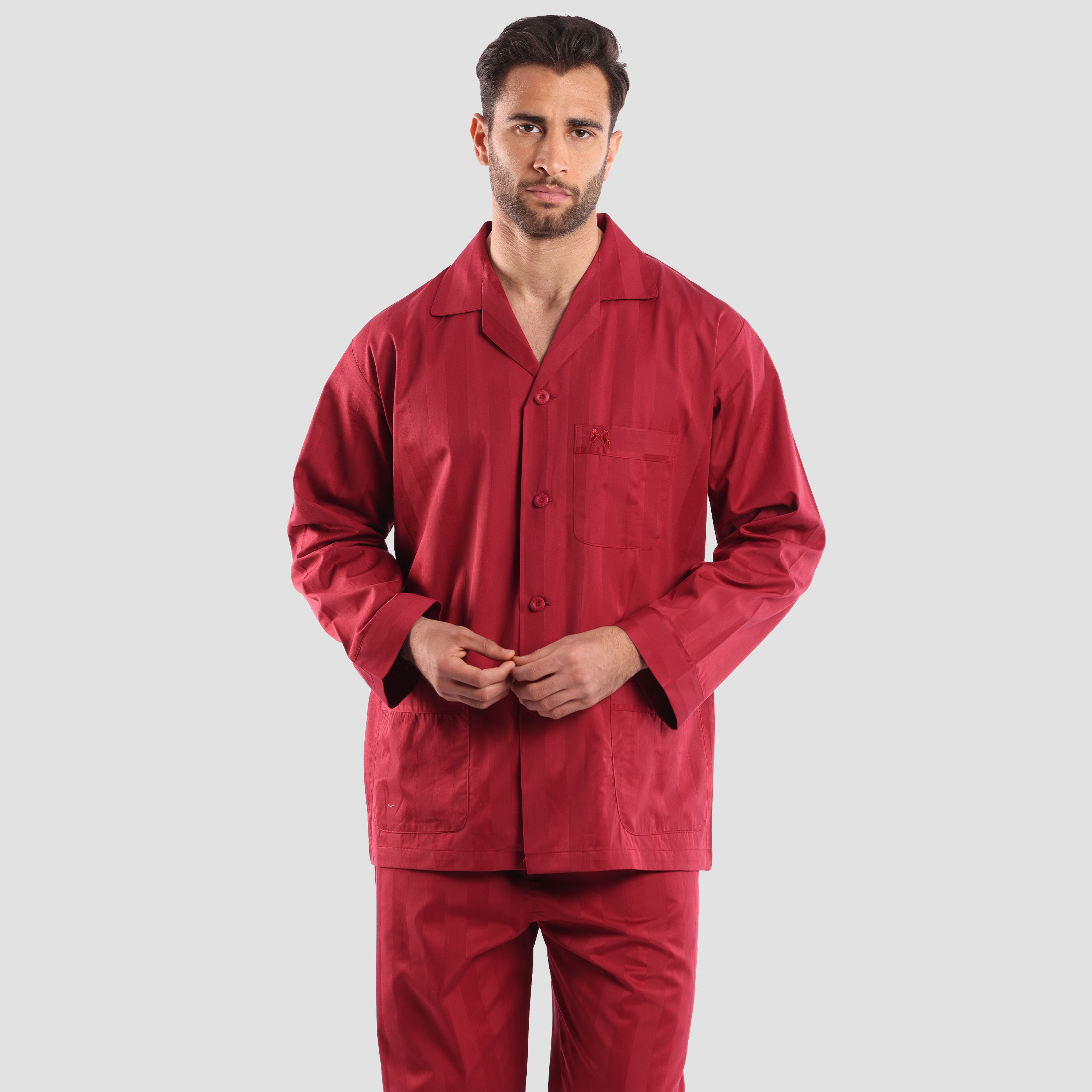 Dark Red Classic Pajamas - MPJLC137 - nagahomme
