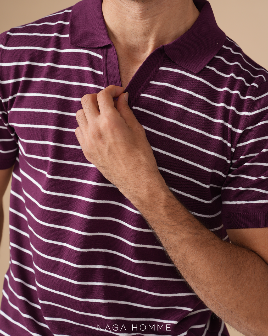 Bordeaux Striped Men’s Polo – (MPO143)