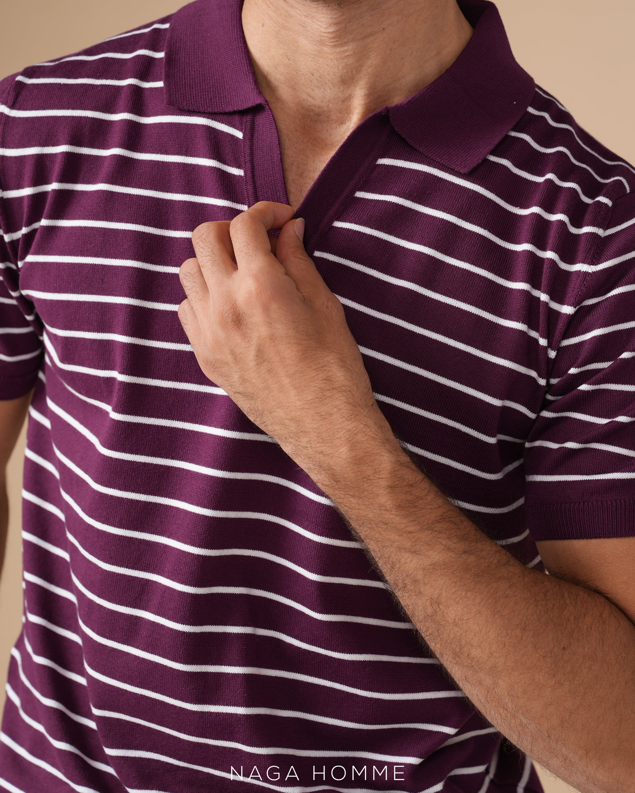 Bordeaux Striped Men’s Polo – (MPO143)