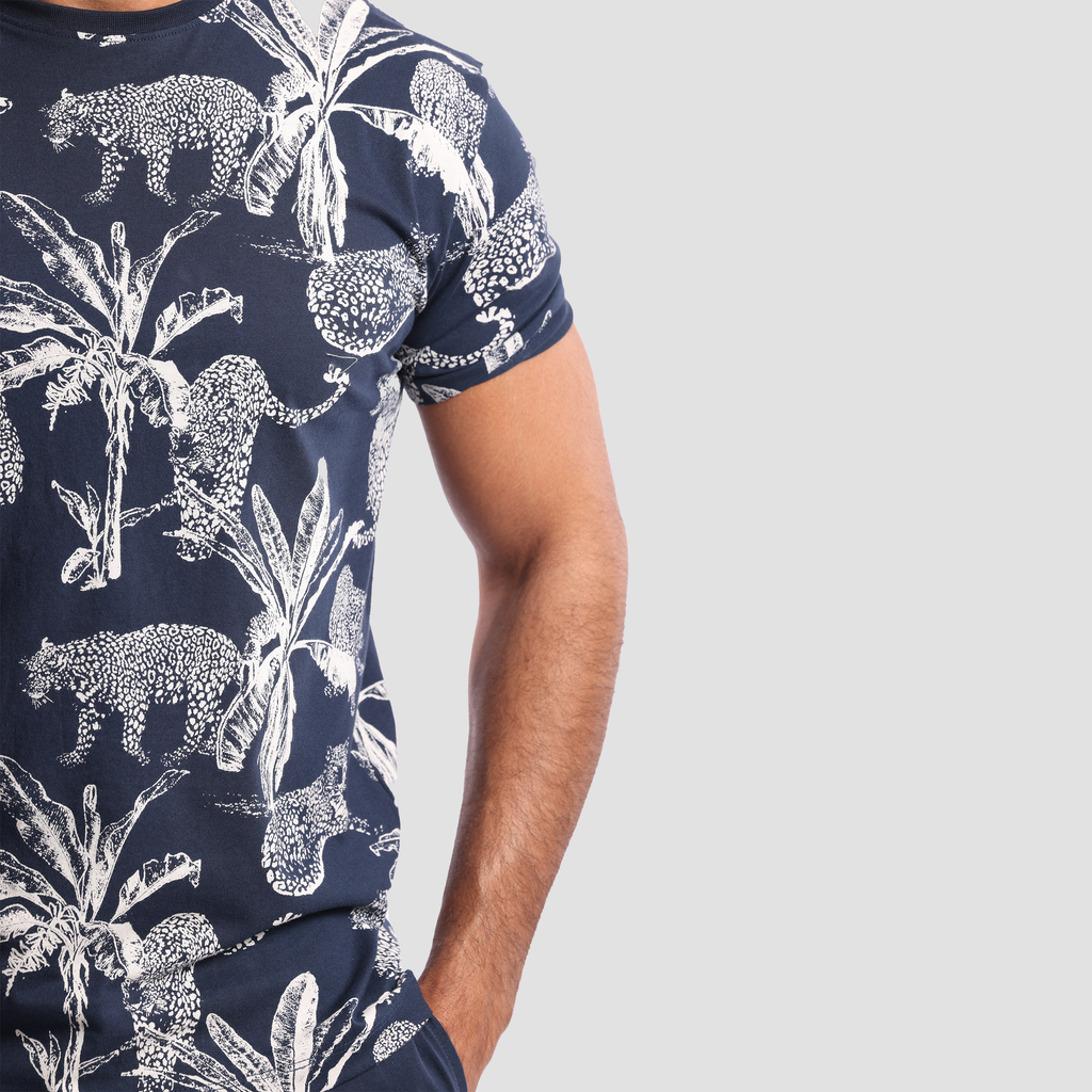 Men's Navy Blue Pajama Set (MPJS-76S) - Naga Homme