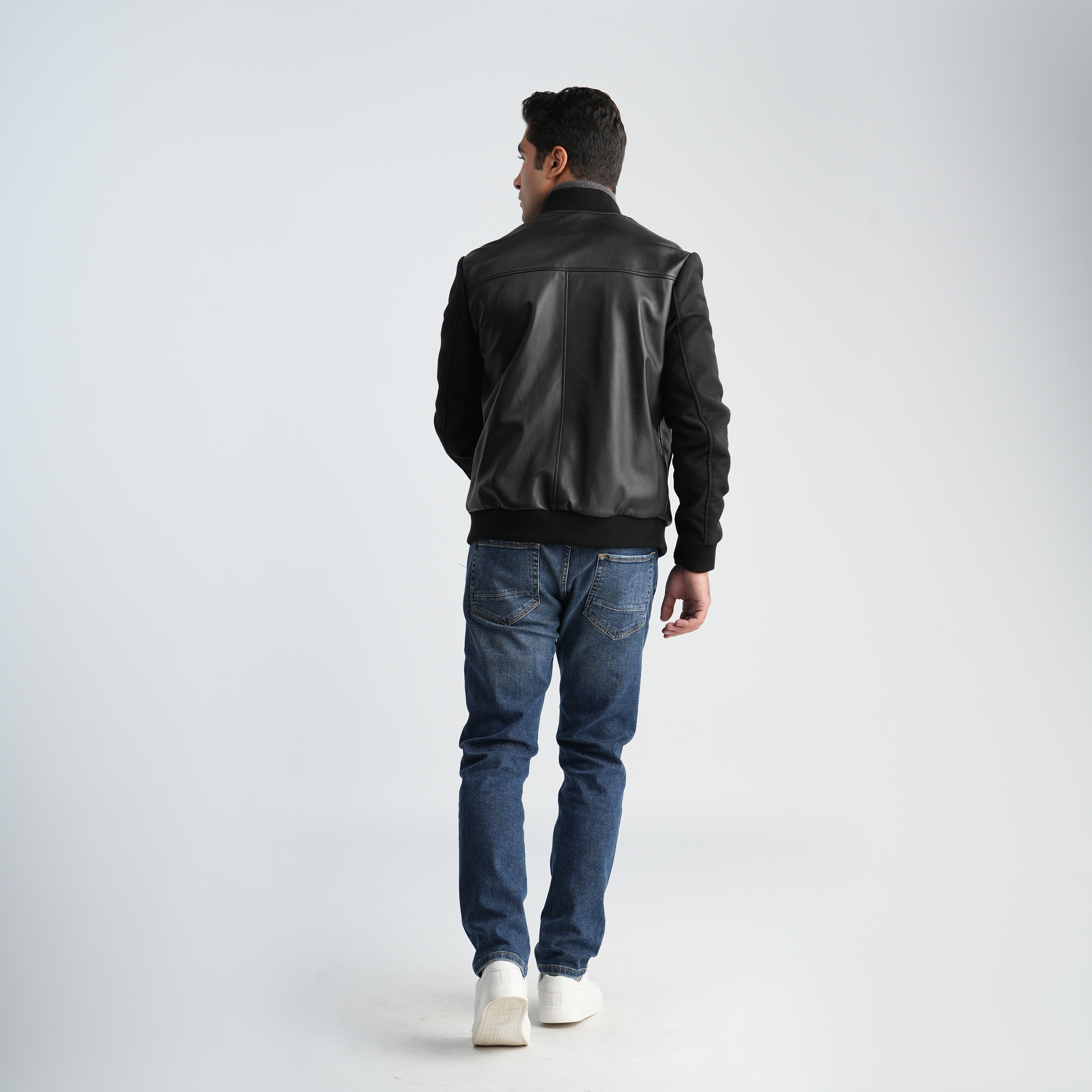 Men's Black Leather Jacket-MLJ-49