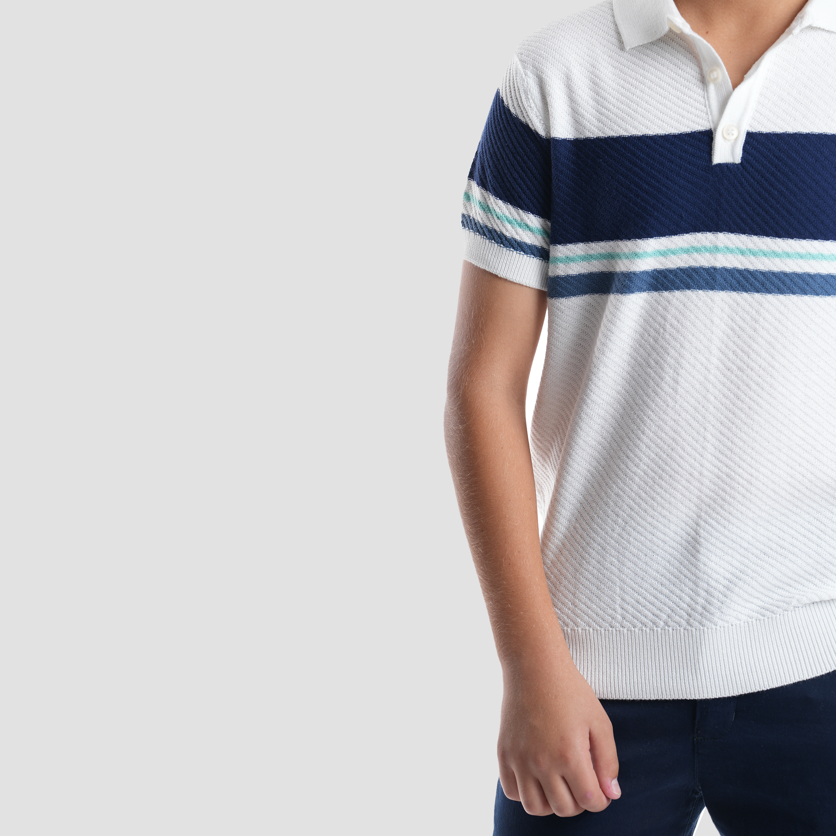 White Striped Polo Shirt-BPO104S Secondary image