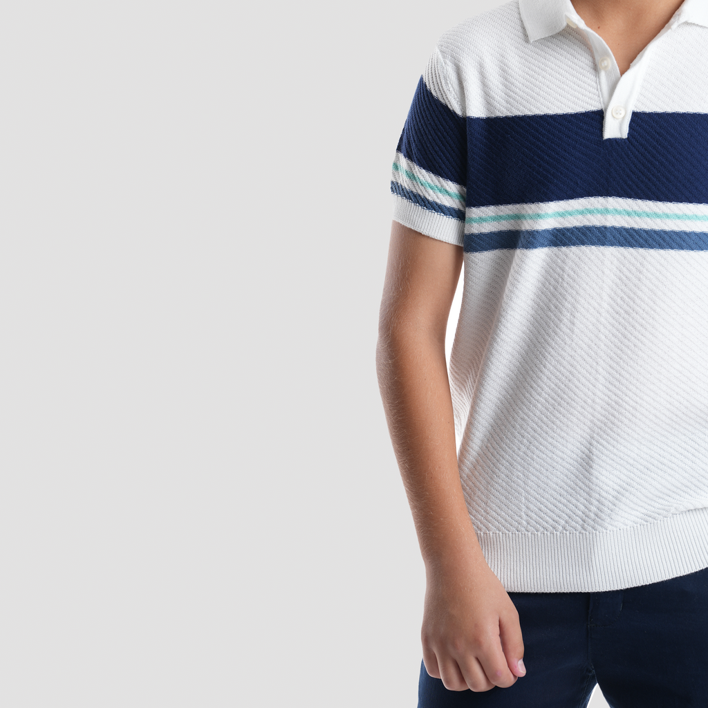 White Striped Polo Shirt-BPO104S - Naga Homme