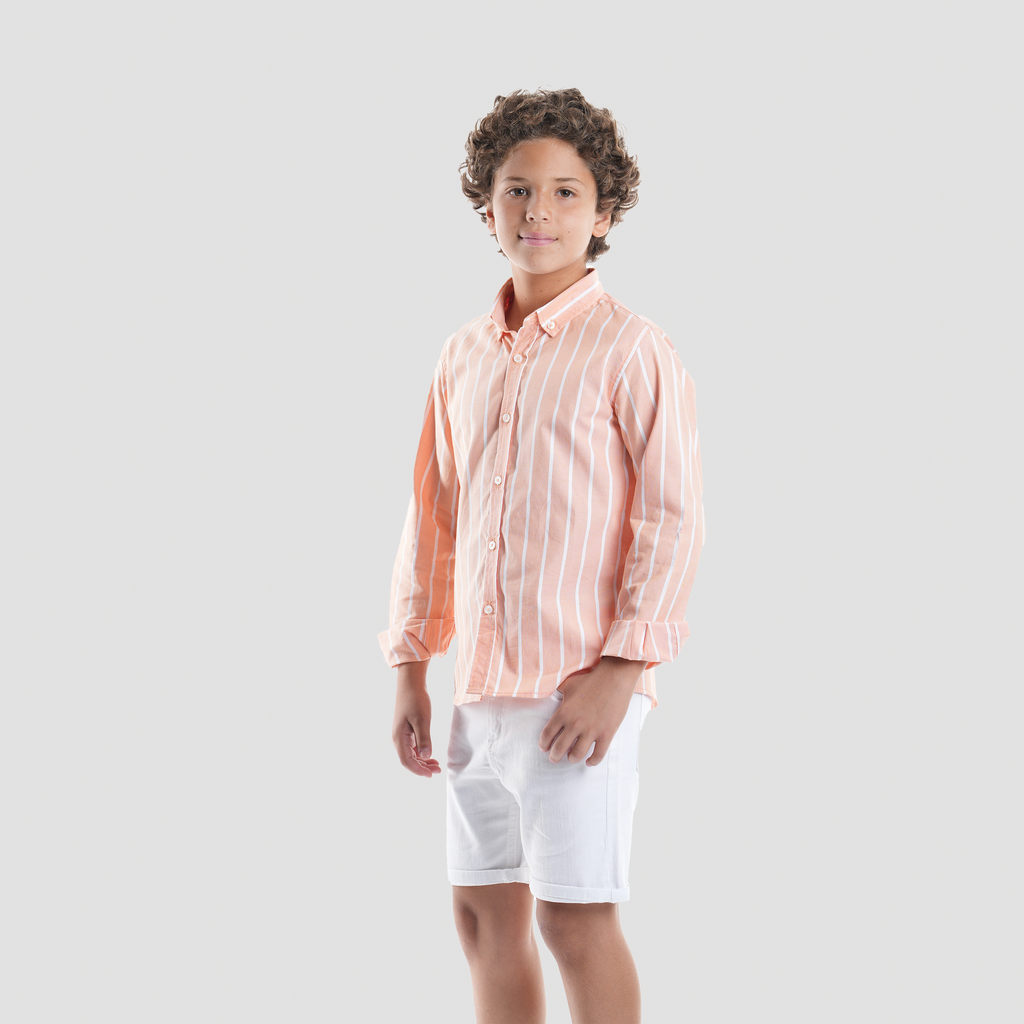 Boys' Orange Striped Shirt-BSH156S - Naga Homme