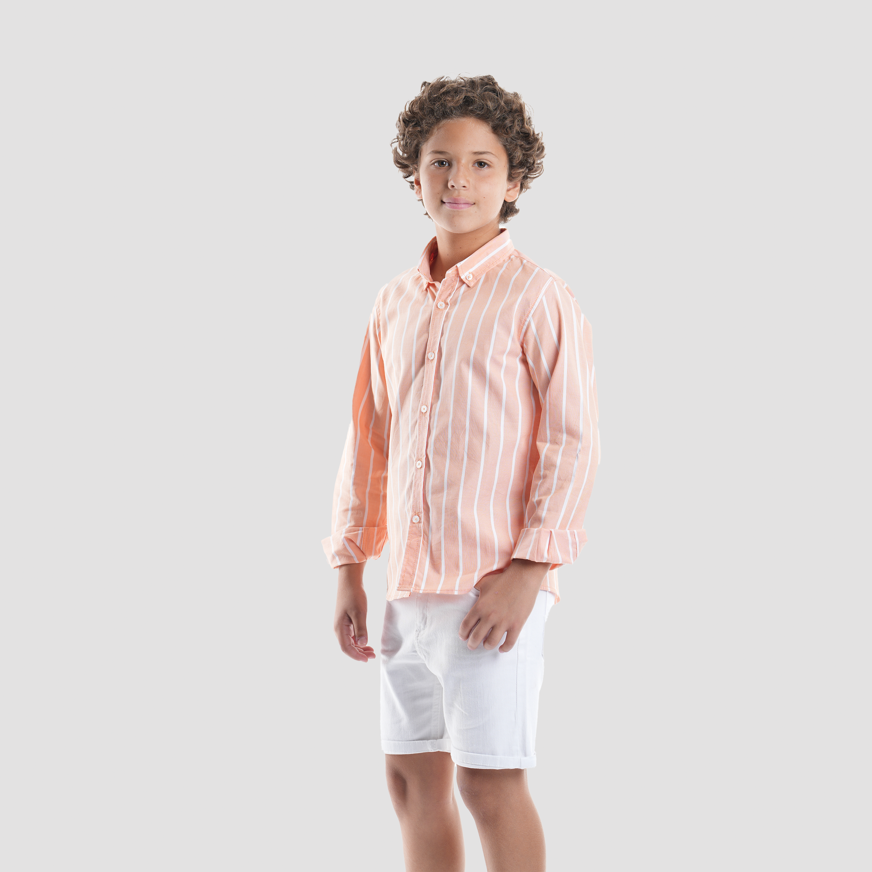 Boys' Orange Striped Shirt-BSH156S - Naga Homme