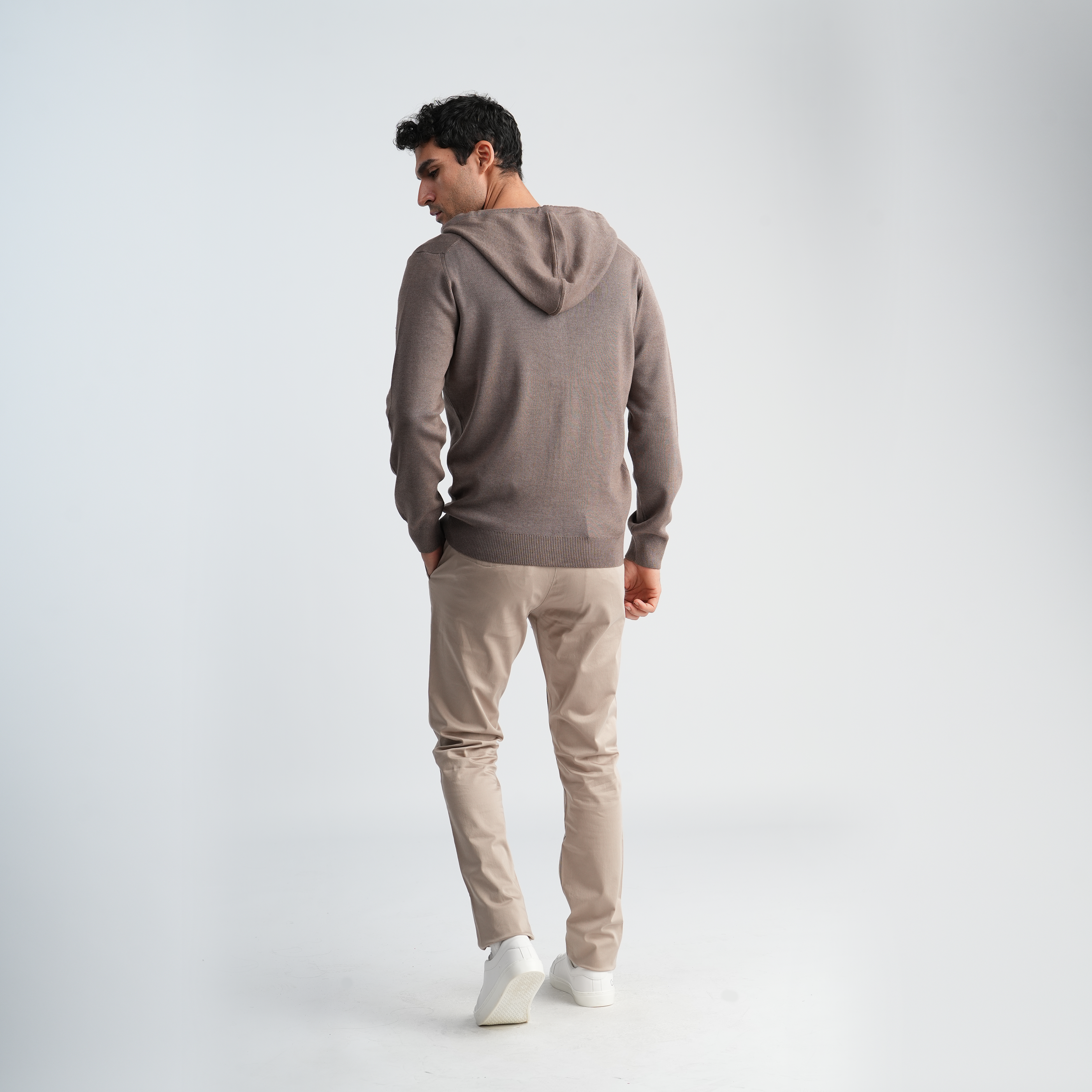 Men's Coffee Knit Hoodie-MPLFSH-30