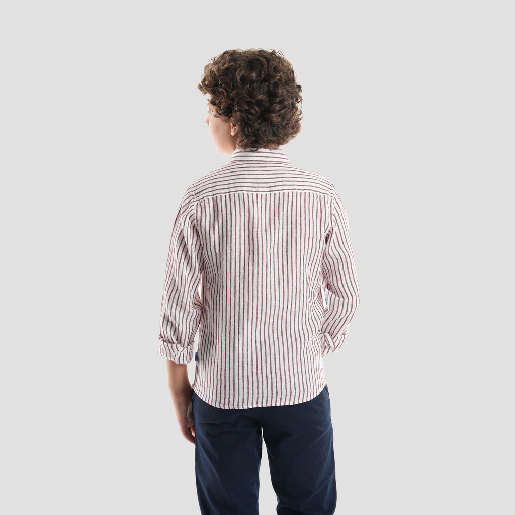 Boys' Striped Linen Shirt-BSH157S - Naga Homme